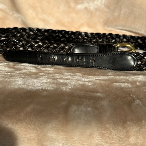 Coach Black Leather Braided Brass Buckle Belt Women\'s 36\